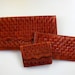 vintage SCALLOPED WOVEN leather clutch wallet purse TRIO