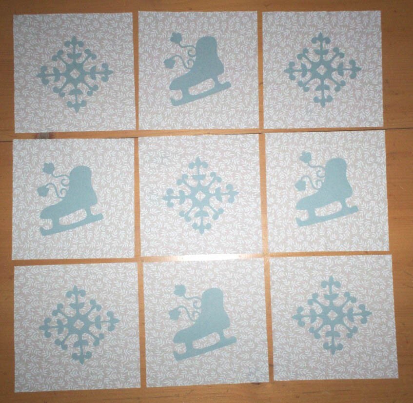 APPLIQUED SNOWFLAKE AND ICE SKATES QUILT BLOCKS by scentsations2