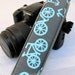Funky Straps--dSLR Camera Straps--Vintage Bicycles in Blue and Gray