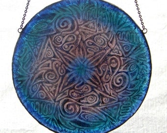 Fused Glass Mandala Suncatcher, Handmade Home Decor