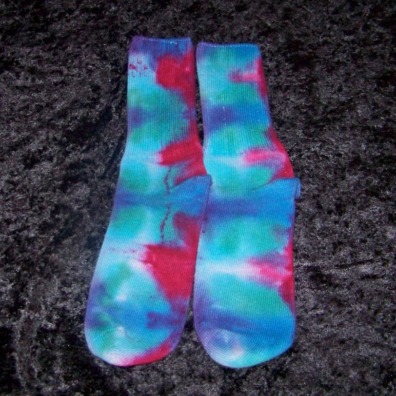 OOAK Teal Blue Pink and Purple Tie-Dyed Cotton by colorolight