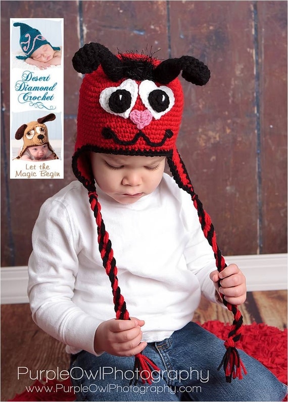 crochet hat pattern heart earflap Pattern  All Hat Earflap 053 Valentine  Love Crochet  Sizes  Bug