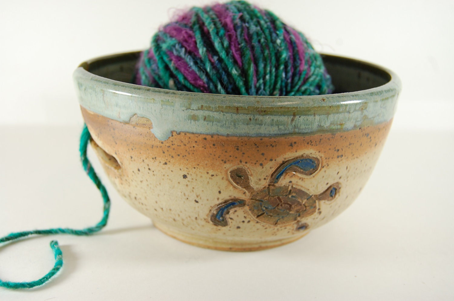 Sea Turtle Yarn Bowl by CenterHillClayWorks on Etsy