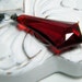 twilight. Vintage Red Briolette on a Long Gunmetal Chain Necklace
