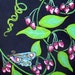 Blue Moth at night with Raspberries Acrylic Painting