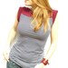 Raspberry and navy stripes boat neck tee small