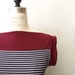 Raspberry and navy stripes nautical boat neck tee Large