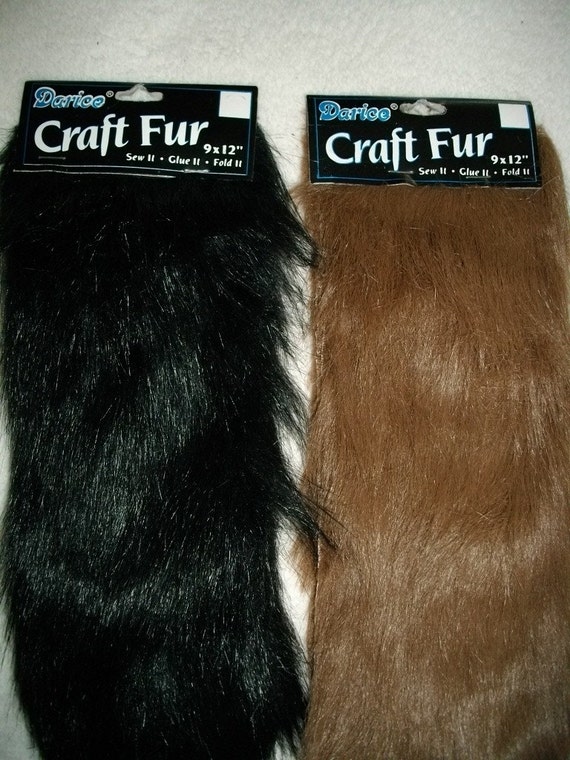 2 FAUX FUR CRAFT FUR 9X12 EACH 1BROWN IBLACK by mjcreation