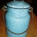 Blue Graniteware Milk Cream Pail / Creamer Can / Spatterware / Enamelware / RUSTIC FARMHOUSE CHIC - Treasury Item