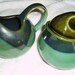 Retro Mission Green Creamer / Milk Pitcher and Sugar Set - Modern Mid Century Design Style Pottery - TREASURY ITEM