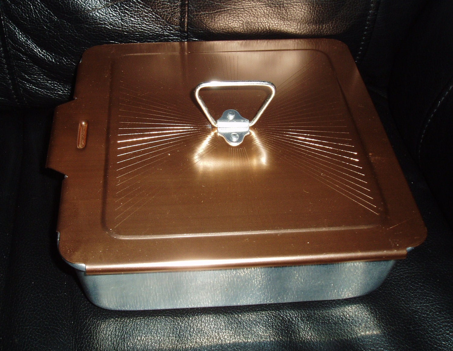 Vintage MIRRO Copper Lid Covered Aluminum Cake PAN square