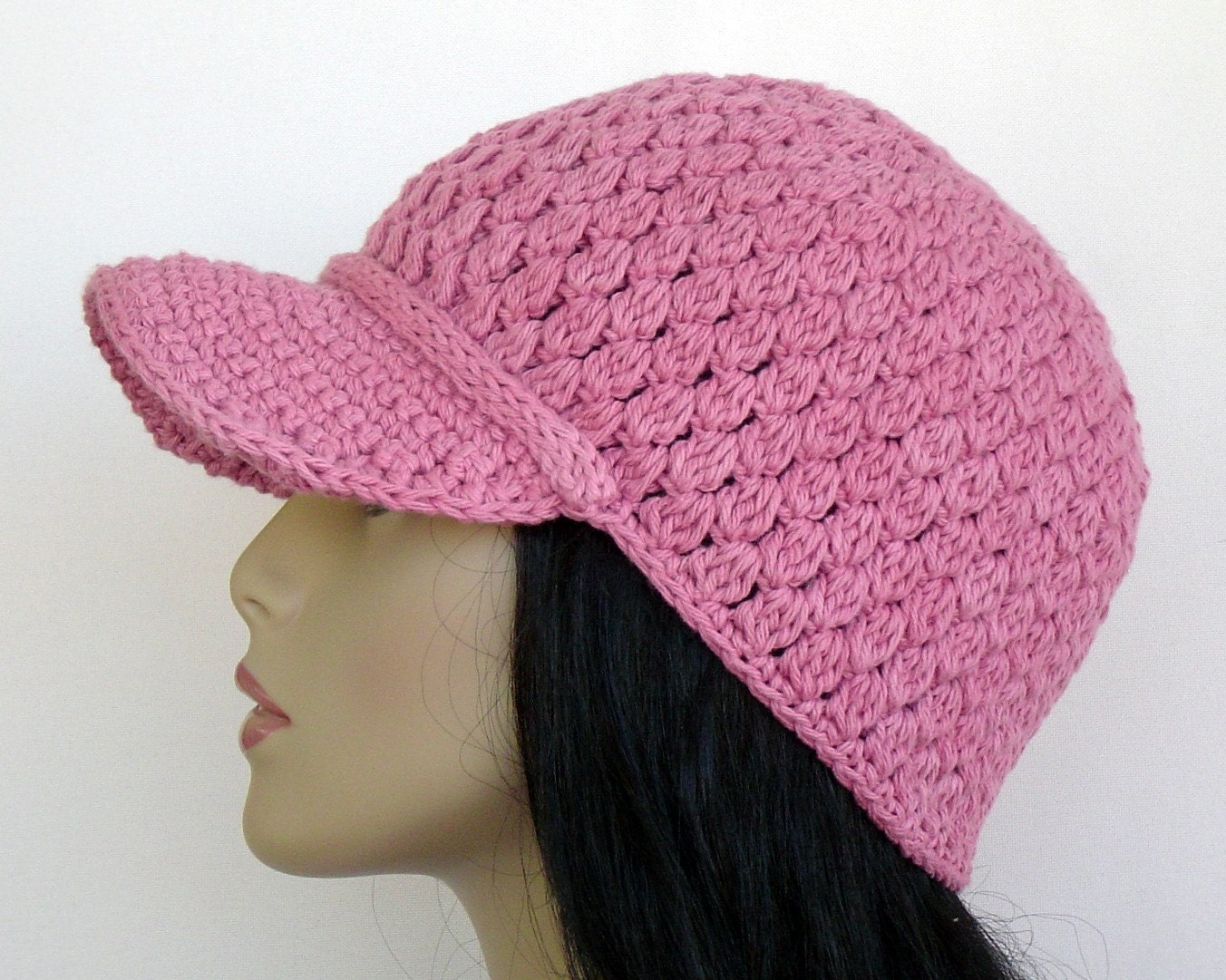 50% OFF Hand Crochet Baseball Cap Cotton in Mauve Clearance