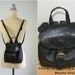 Vintage black leather coach mini backpack / 80s knapsack / buckle front satchel