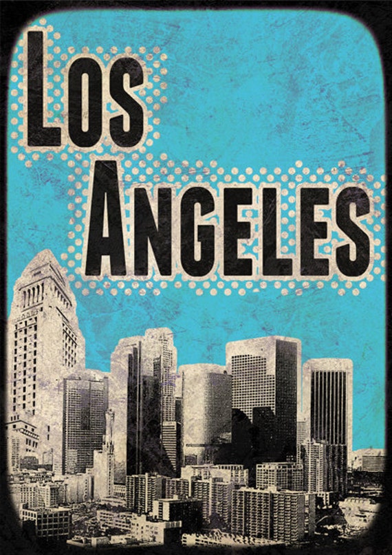 Items similar to Print Los Angeles City Poster print Cityscape Mixed
