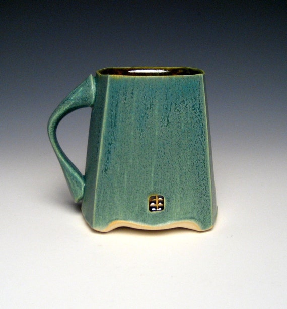 Items similar to Square Green Mug on Etsy
