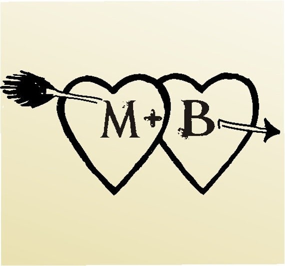  Heart  with initials  etched inside monogram wood handle