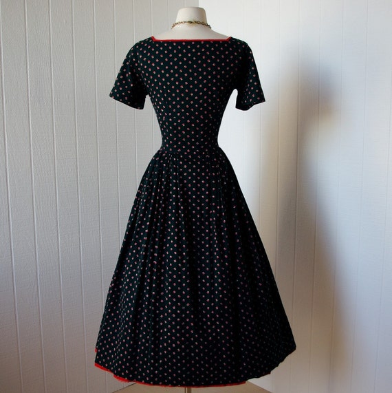 vintage 1950s dress fabulous HENRY ROSENFELD black cotton