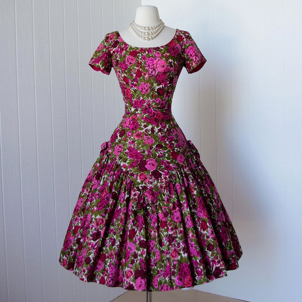 vintage 1950's dress ...gorgeous designer PAT PREMO cross