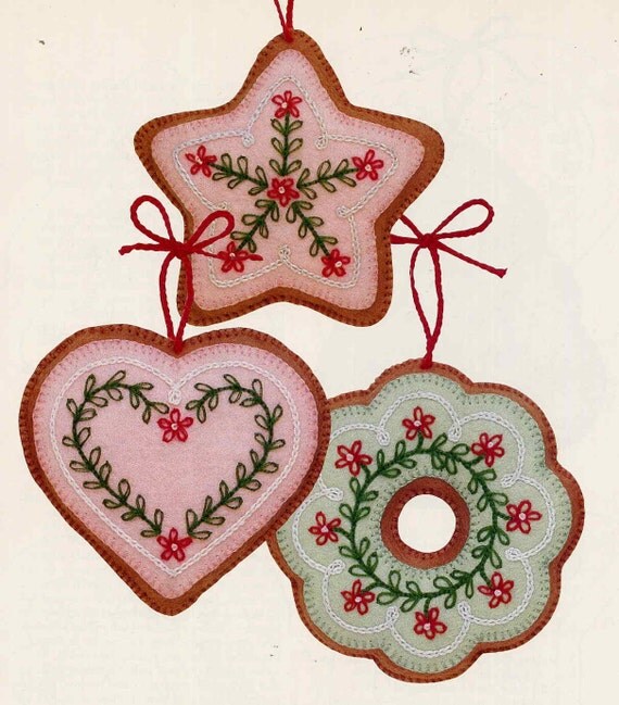 vintage frosted gingerbread embroidered felt cookie christmas vintage frosted gingerbread embroidered felt cookie christmas
