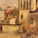 Small Vintage Maurice Utrillo Paris Street Scene Textured Litho on Cardboard Fine Art Print 6 x 8 Retro Decor