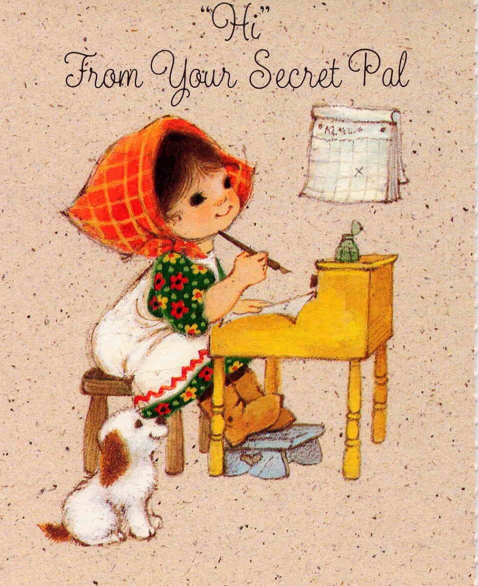 Sweet Vintage Set of 10 Secret Pal Small Note Cards from