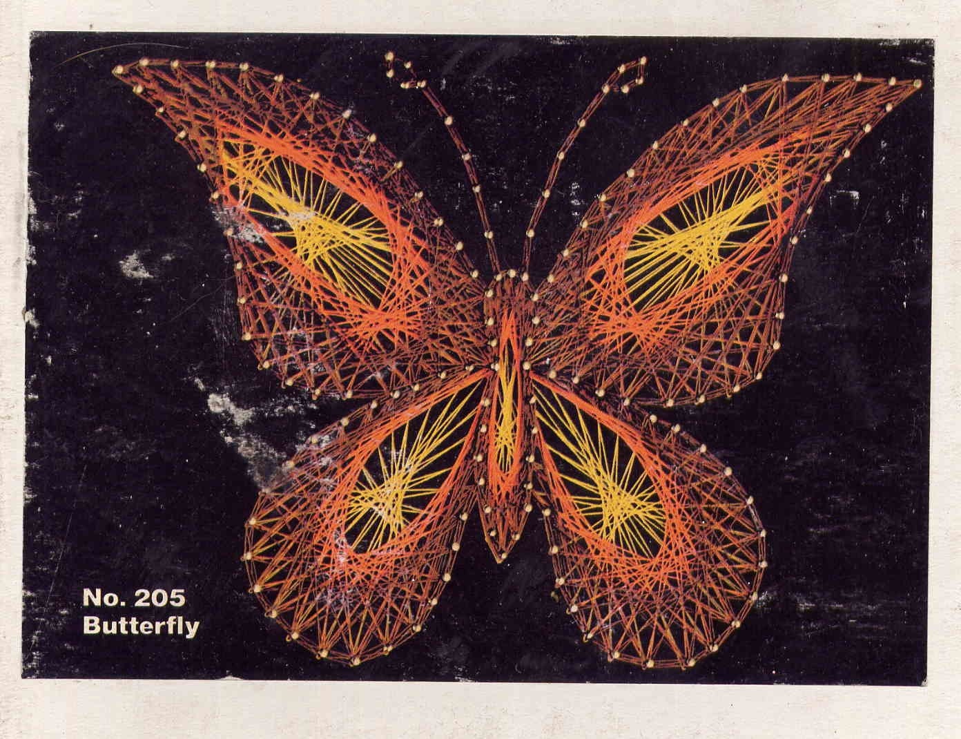 Vintage 1977 Butterfly String Art Kit5 x 7 on by allsfairyvintage