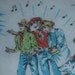 Vintage SOUVENIR Hanky Wall Drug South Dakota Singing Cowboys & Dinosaurs