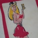 Vintage Textile Pin Up Peggy Has Your Highball