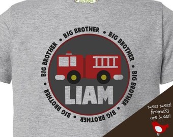 firetruck big brother t shirt - make a great pregnancy announcement shirt, too