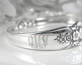 Monogram Bracelet, FREE ENGRAVING, Spoon Bracelet, Monogram Gift, Monogram Jewelry, Personalized Bracelet, Silverware Bracelet