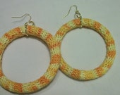 Yellow Crochet  Hoop Earrings