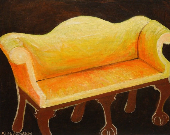 sofa painting camel back sofa original acrylic by ElisaAlvarado