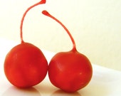 Cherry Candle Set - 5 RED CHERRIES -  cherry kiss scented