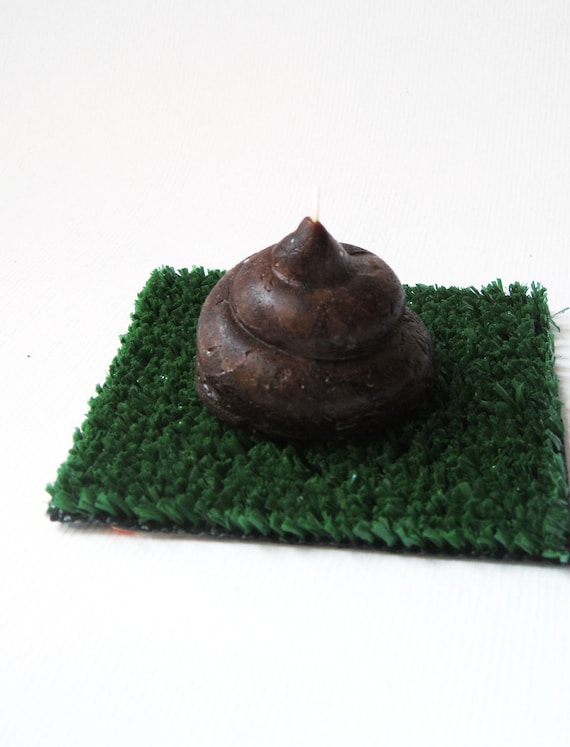 Cute POO Candle with Portable Turf chocolate scented