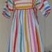 Very Cute Vintage White Multi Stripe Cotton Summer Dress with Red Side Ties by Annie