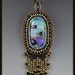 Bead Embroidered, Beaded, Beadwork, Dichroic Glass Necklace
