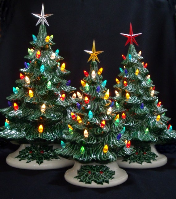 Old Fashioned Ceramic Christmas Tree 3 Tree Collection