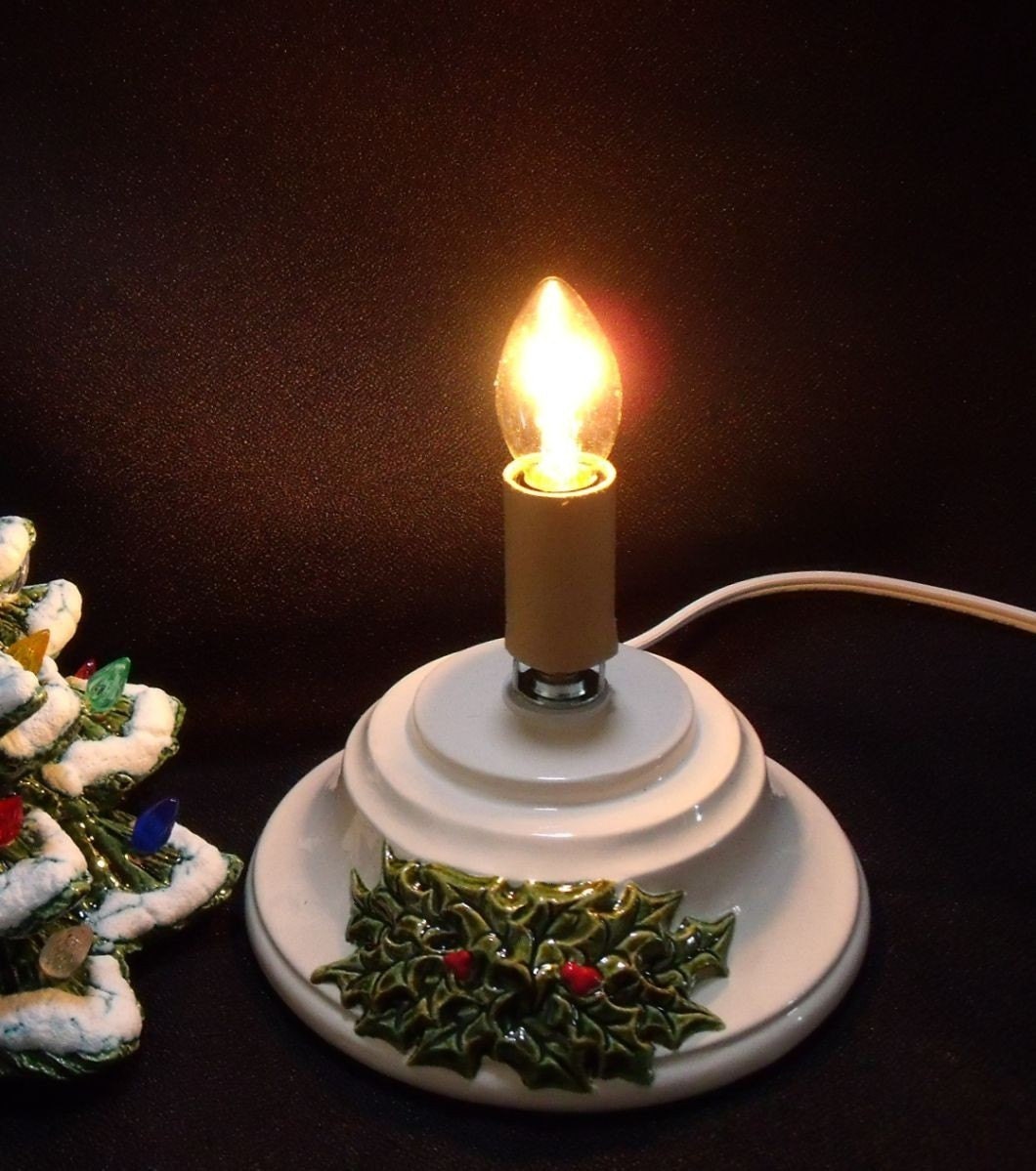 Old Fashioned Ceramic Christmas Tree with Snow 11 Inch