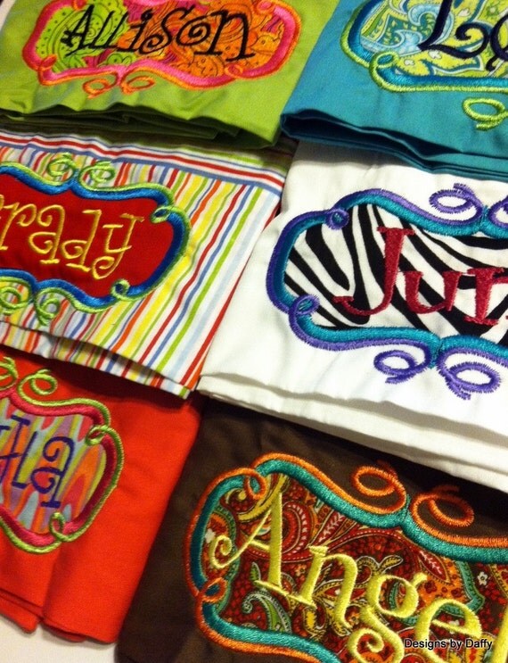 Personalized Embroidered Pillow Cases by DesignsbyDaffy on Etsy