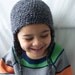 Kids Earflap Hat , Boys Hat , Girls Hat , Charcoal Gray Hat , Kids Grey Hat, Crochet Hat, Size 4T- 12 years