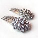 Tiny Rhinestone Hair Combs (Set of 2) - Vintage Style - Silver Metal