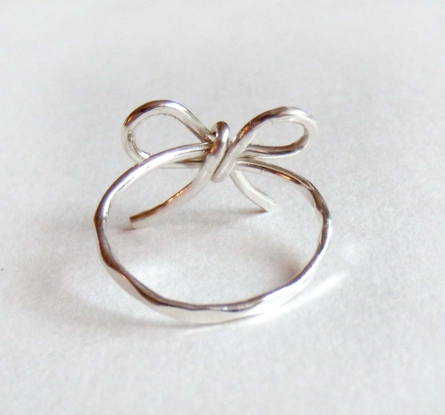 Me Knot Bow Ring Sterling Silver Hammered Wire