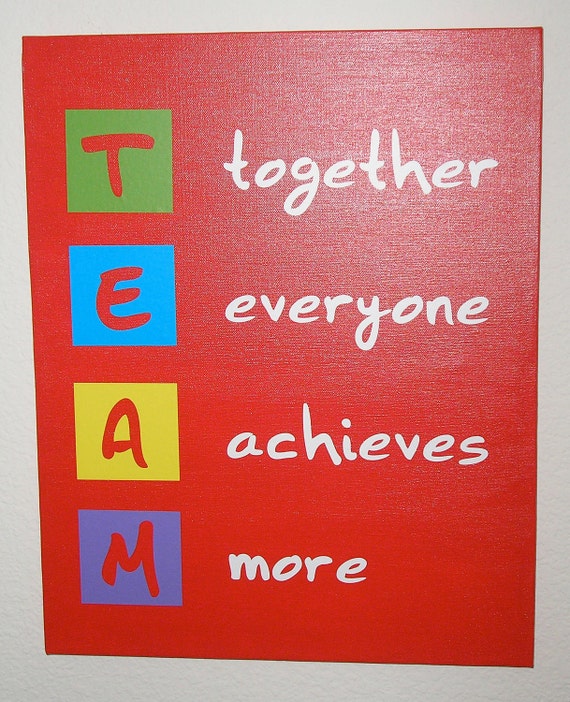 Items similar to TEAM Together everyone achieves more Red Stretched ...