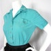 Vintage 50s Cotton Turquoise Blouse, Sz S, M