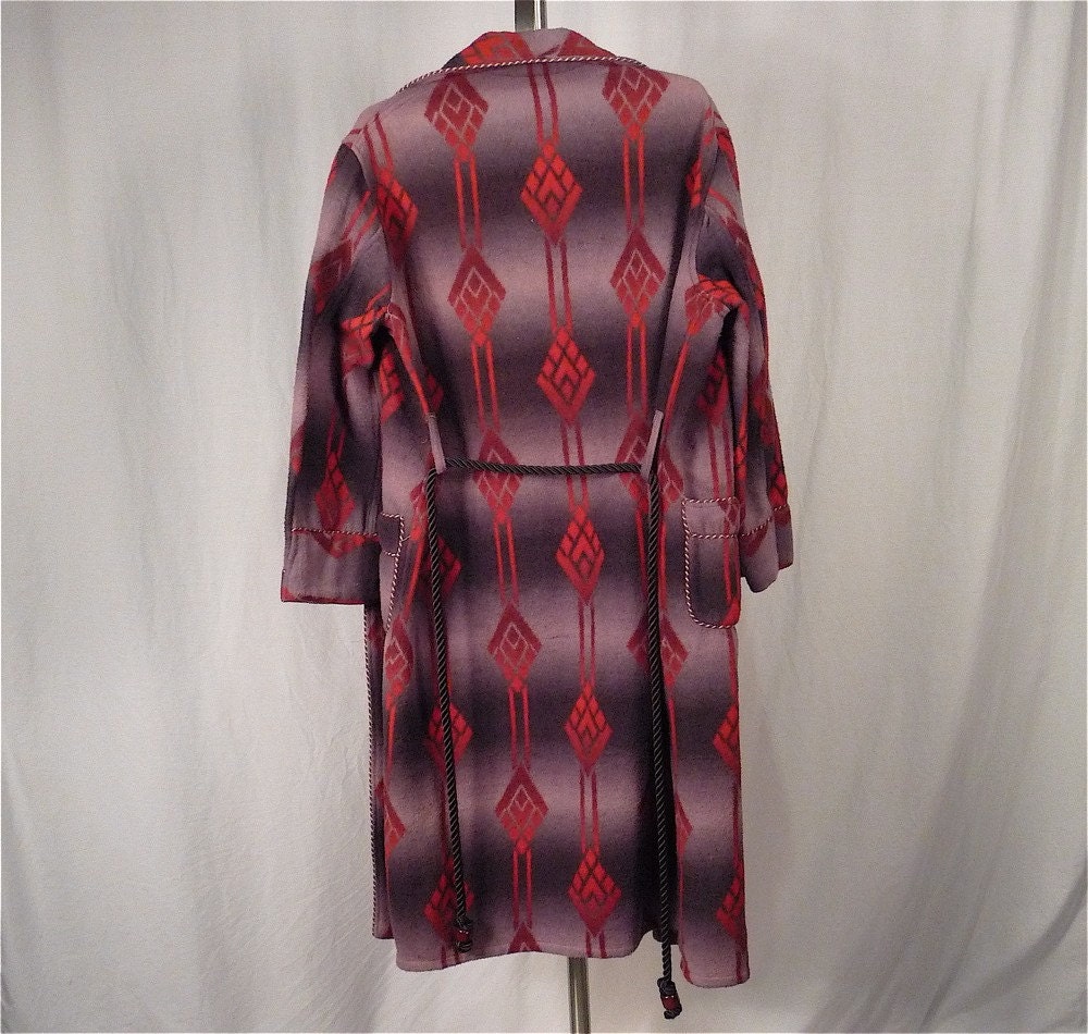Men's Vintage 40s 50s Beacon Camp Style Blanket Robe