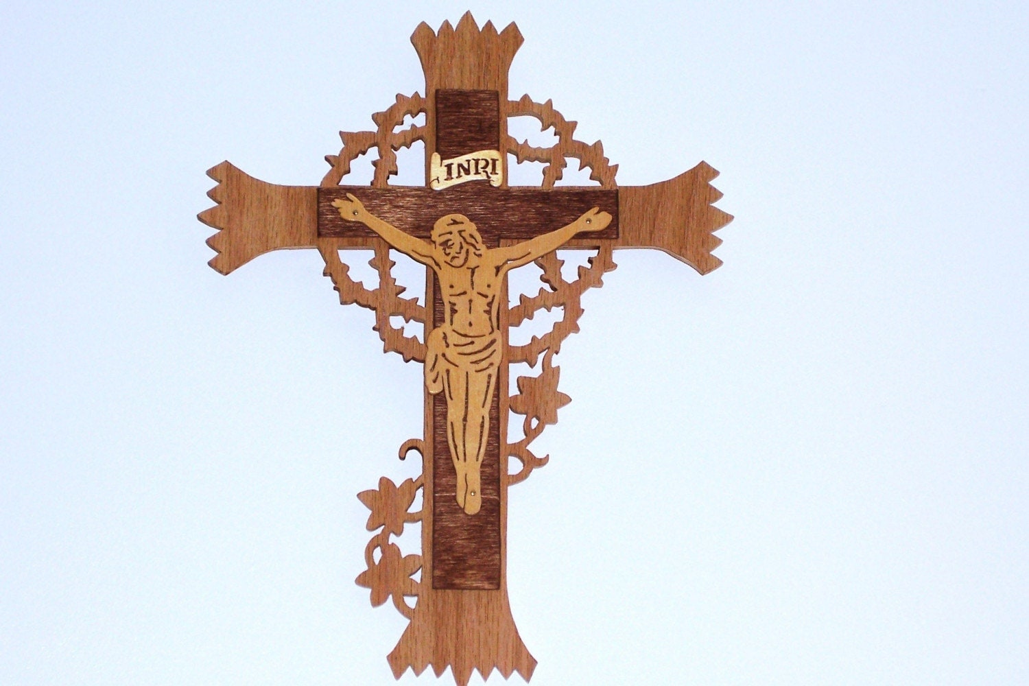 Wooden Cross handmade with scroll saw fretwork wood