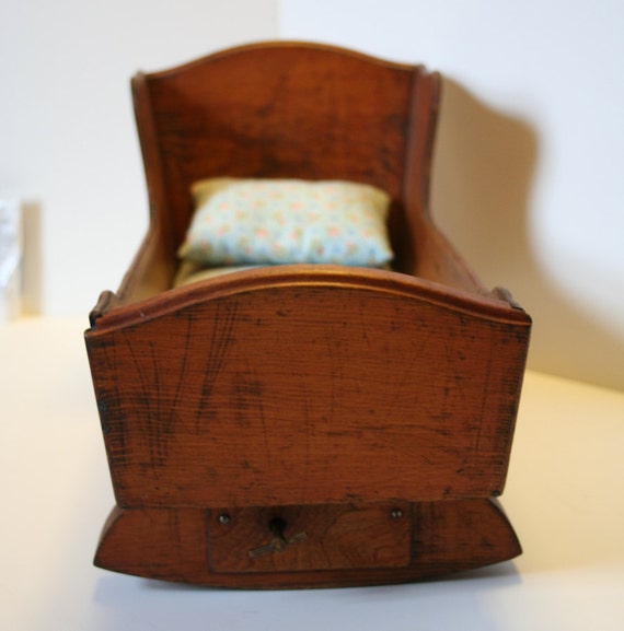 Vintage Doll Cradle Natural Wood Grain Rustic Solid