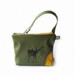 leather purse peeing dog pouch olive green screenprint bag