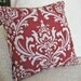 Decorative Throw Pillow Cover Red 16 x 16 Damask