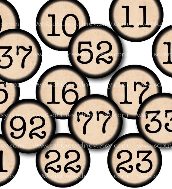 Vintage Typewriter Numbers 1 Inch Circles 2 Digital